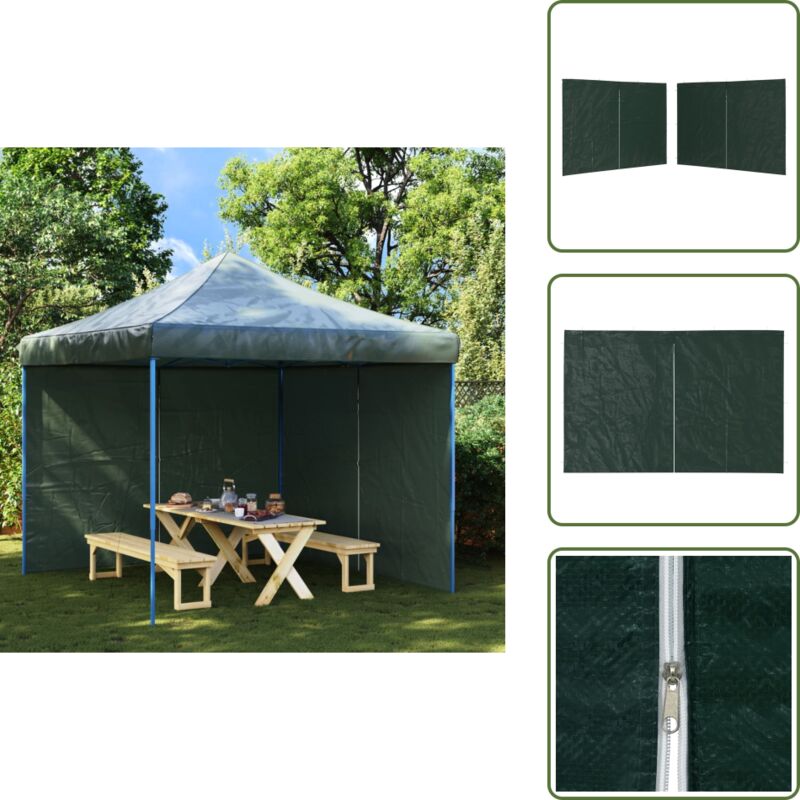 Partyzelt-Seitenwände 2 Stück Reißverschluss pe Grün - Partyzelt Seitenwand - PE-Plane - Sonnenschutz - Wasserfest - Zeltaccessoires