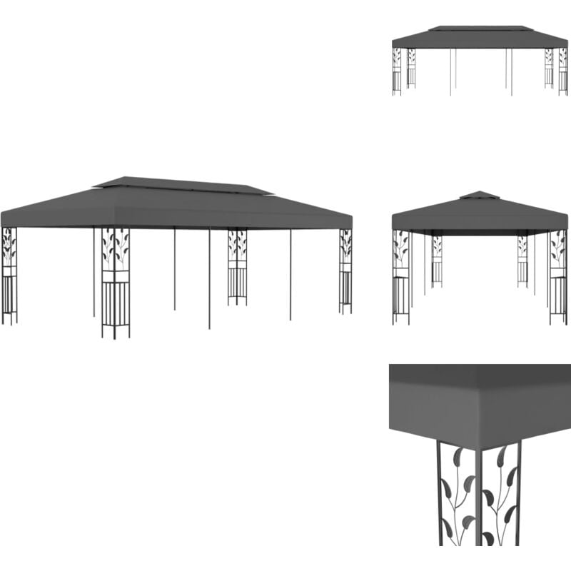 Pavillon 3×6 m Anthrazit - Garten Pavillon - Pavillion Anthrazit - Partyzelt - Gartenparty - Outdoor Möbel