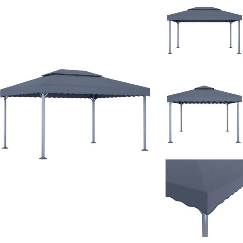 Pavillon 400 x 300 cm Anthrazit Aluminium - Pavillon - Gartenzelt - Partyzelt - Sonnensegel - Außenbereich