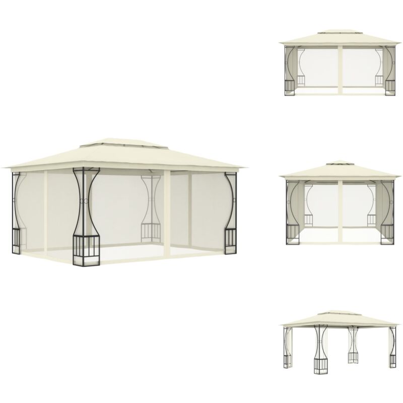 Pavillon mit Netz 300x400x265 cm Creme - Gartenzelt - Pavillon - Gartenparty - Sommergarten - Außenbereich
