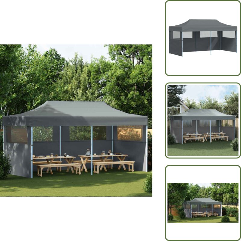 Pop-Up Partyzelt mit Seitenwänden Faltbar 3 x 6 m Anthrazit - Outdoor Event Zelt - Partyzelt - Gartenpartyzelt - Markise - Sonnenschutz