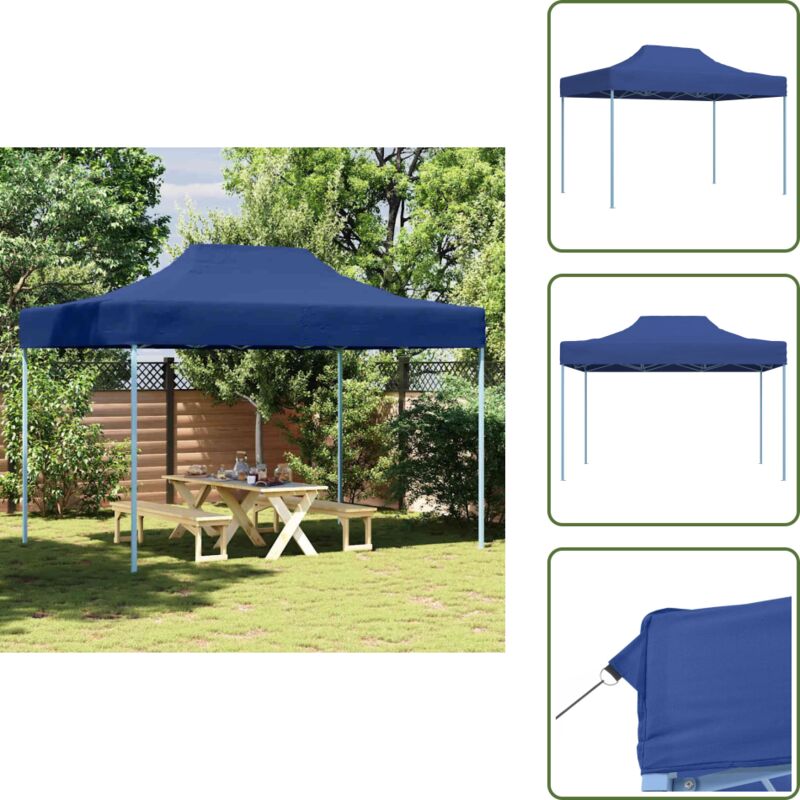 Profi-Partyzelt Faltbar 3x4 m Stahl Blau - Outdoor Event Zelt - Partyzelt - Gartenparty - Grillparty - Festivalzelt