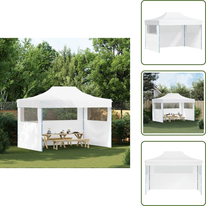 Vidaxl - Profi-Partyzelt Faltbar mit 3 Seitenwänden 3×4m Stahl Weiß - Outdoor Event Zelt - Partyzelt - Gartenparty - Grillplatz - Festivalzelt