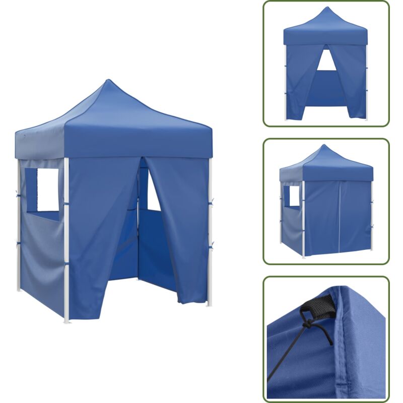 Vidaxl - Profi-Partyzelt Faltbar mit 4 Seitenwänden 2×2m Stahl Blau - Outdoor Event Zelt - Partyzelt - Gartenparty - Grillplatz - Festivalzelt