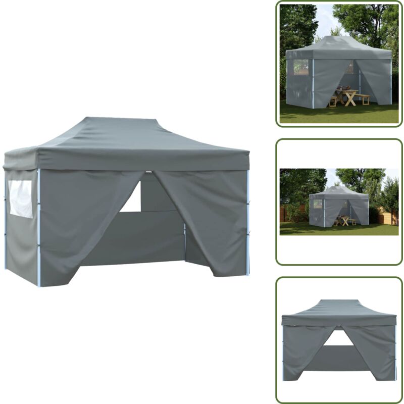 Vidaxl - Profi-Partyzelt Faltbar mit 4 Seitenwänden 3×4m Stahl Anthrazit - Outdoor Event Zelt - Partyzelt - Gartenparty - Grillplatz - Festivalzelt
