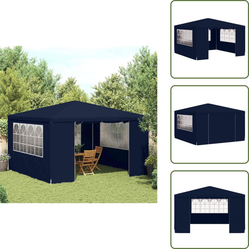 Profi-Partyzelt mit Seitenwänden 4×4 m Blau 90 g/m² - Partyzelt - Gartenpavillon - Outdoor Zelt - Grillplatz - Feierzelt