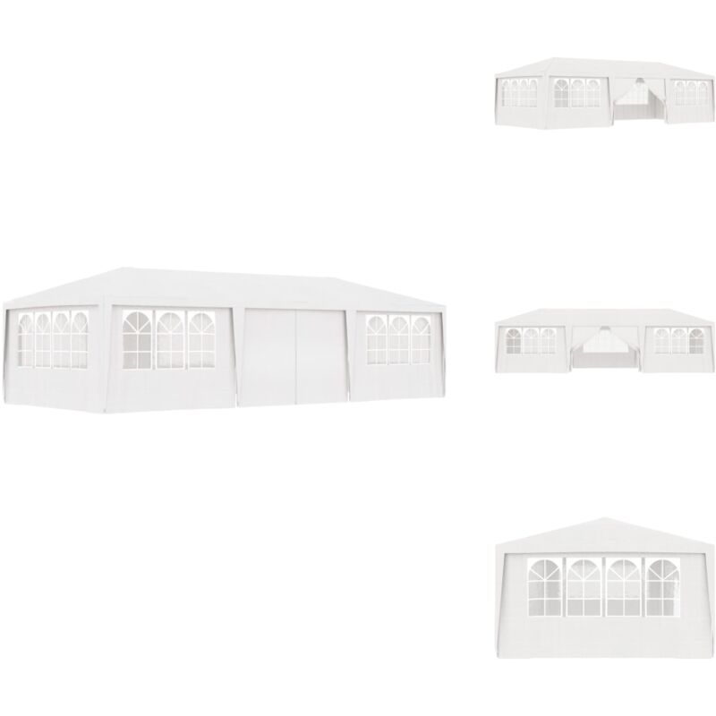Profi-Partyzelt mit Seitenwänden 4×9 m Weiß 90 g/m² - Gartenzelt - Partyzelt - Outdoor Zelt - Pavillon - Grillplatzüberdachung