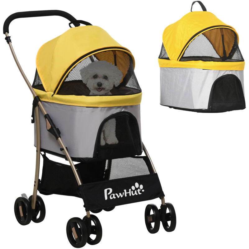 Hundewagen, 2 in 1 Hundetrolley, Tragetasche, faltbarer Hundebuggy mit Kissen, Katzenwagen für kleine Hunde, Katzen, Katzenbuggy mit 4 Rädern,