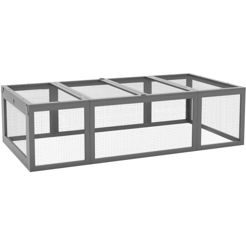 Hasenstall Kaninchenstall aus Tannenholz Winterfest Hasenkäfig mit aufklappbar Dach 180x90x48 cm Kaninchenkäfig Outdoor Kleintierstall für Kleintiere