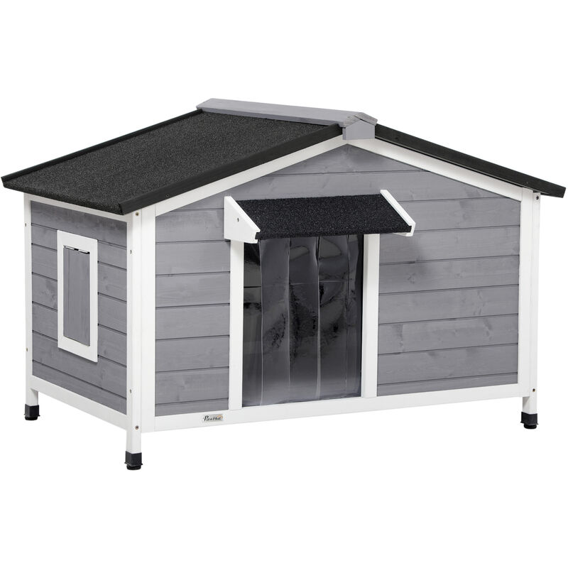 Pawhut - Hundehütte aus Holz, Hundehaus mit zu öffnendem Asphaltdach und abnehmbarem Boden, Outdoor Hundehaus Kleintierhaus für kleine, mittelgroße
