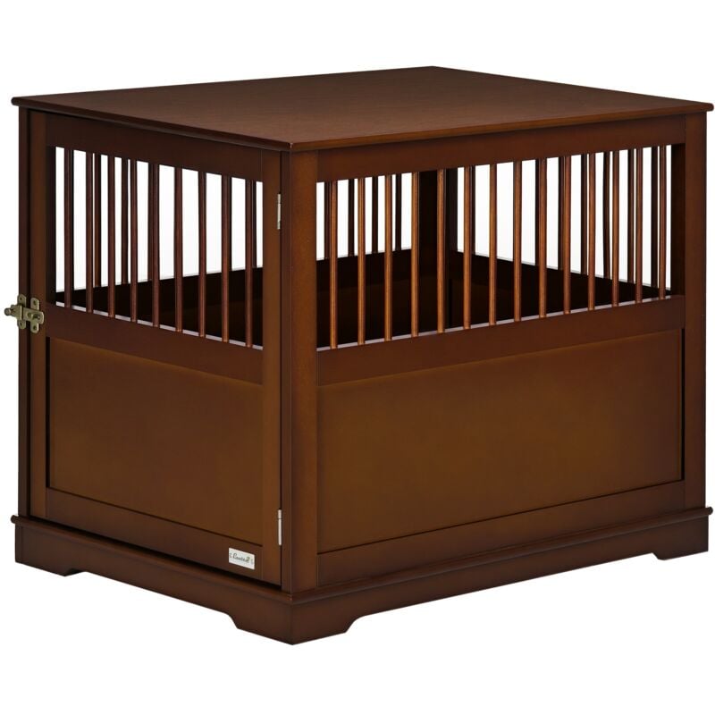 Hundekäfig, Haustierkäfig, Hundehütte für mittelgroße Hunde, Hundebox Indoor, Tierkäfig mit abschließbarer Tür, Braun, 80,5 x 59,5 x 67,5 cm - Pawhut