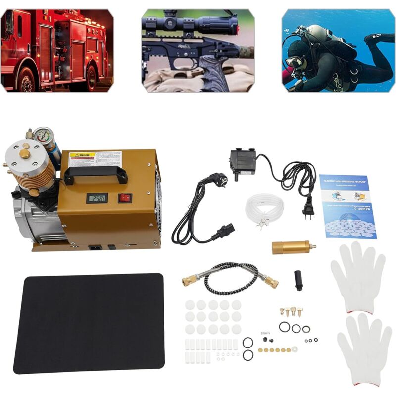 PCP Kompressor 300Bar Elektrische Hochdruck Luftkompressor Pumpe 220V Elektrische Pumpe für 0-6.8L, Paintball und Tauchflaschen Kompressor/Scuba