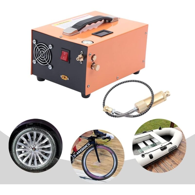 PCP Kompressor 30Mpa/4500 PSI Tragbarer Luftkompressor 12V & 220V Hochdruckluftpumpe 300W Tauchkompressor Manueller Stopp für Paintball-Luftgewehr