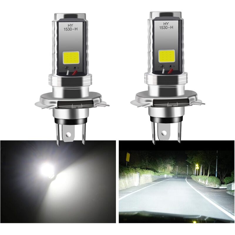 PCS H4 LED-Lampen, 12 V Motorrad-/Autoscheinwerfer, 12 W COB LED-Lampen für Scheinwerfer, Fern-/Abblendlicht