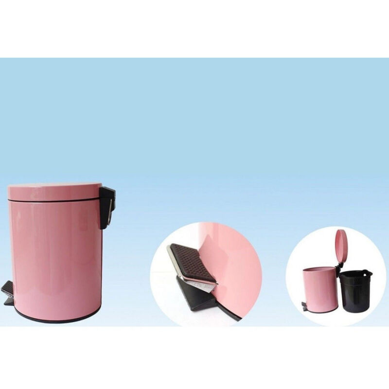 Trade Shop Traesio - Trade Shop - pedal-stahl-mülleimer 8 liter mülleimer rosa -