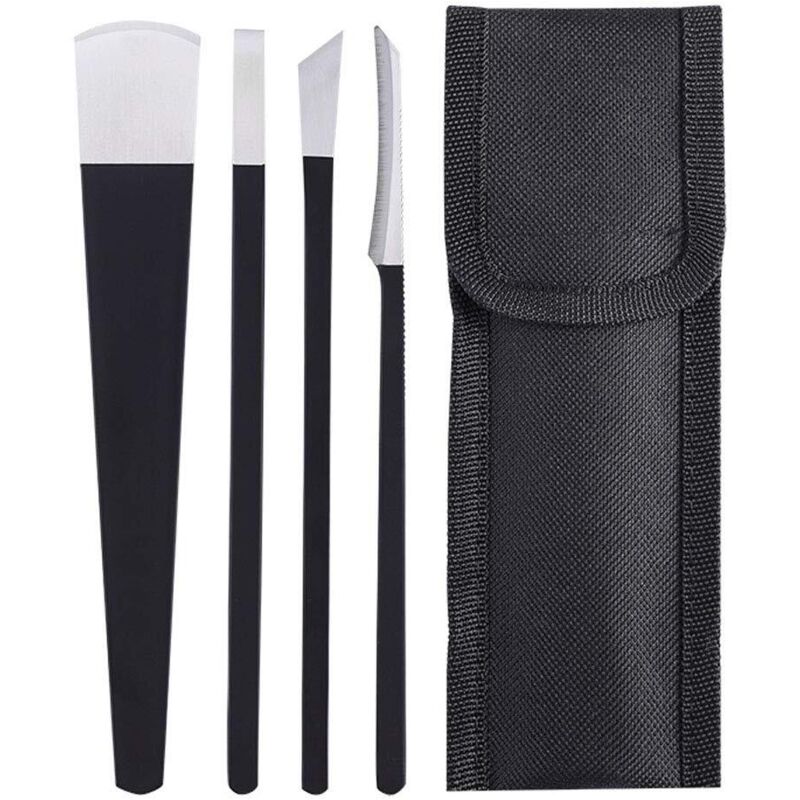 Pediküre-Messer-Set, 4-teiliges Set, professionelles Edelstahl-Messer-Set zur Behandlung eingewachsener Zehennägel, mit Aufbewahrungstasche und