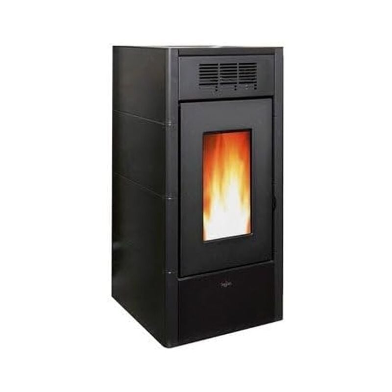 Suinga - Pegaso Elane 9 kw Pelletofen. Überlegene Effizienz und Design mit beheizter Oberfläche, Schwarz