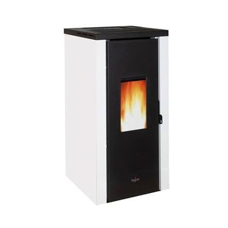 Suinga - Pegaso Vera 7,7 kw Pelletofen. Überlegene Effizienz und Design mit beheizter Oberfläche, Schwarz