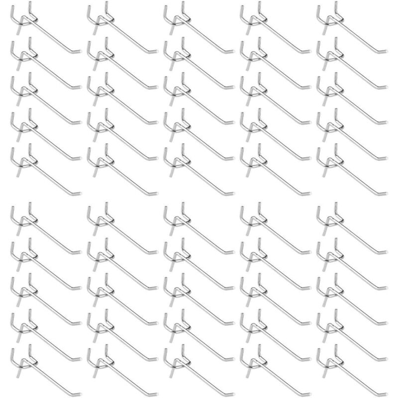 50 Stück Stecktafel-Haken, Wandregal-Haken für die Präsentation, Stecktafel, Garage, Geschäft, Werkzeuge, Aufbewahrung, Kleiderbügel, Wandregal-Haken