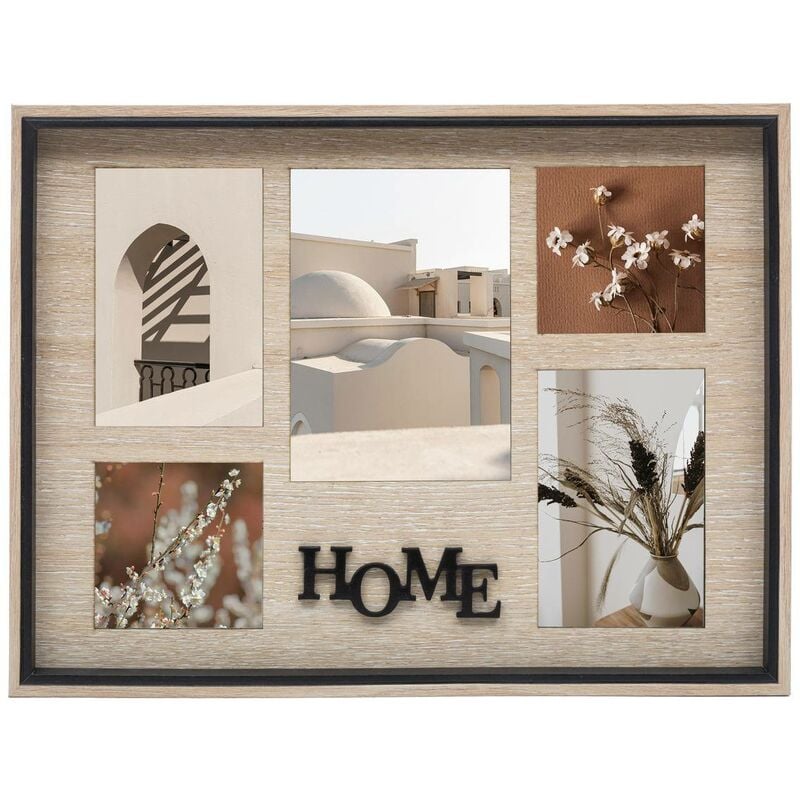 Atmosphera - Collage Bilderrahmen Ewen Holz - H.31 -8 cm - 5 Fotos créateur d'intérieur