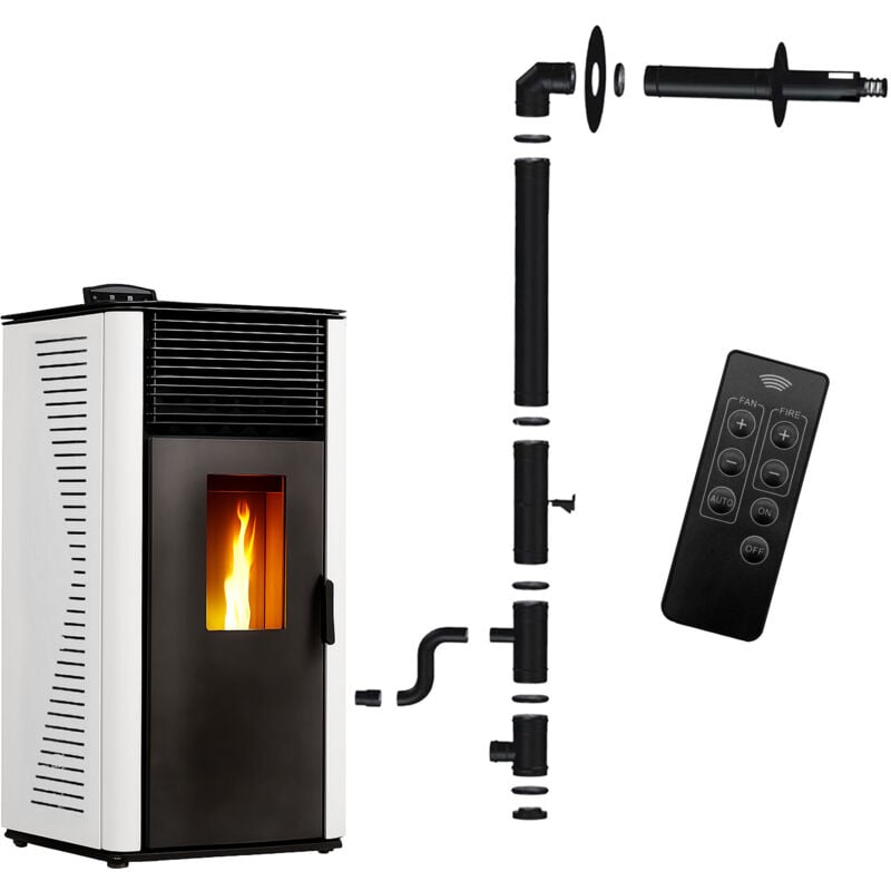 Pelletofen Anita 12 kW Weiß Sannover + Installationsset
