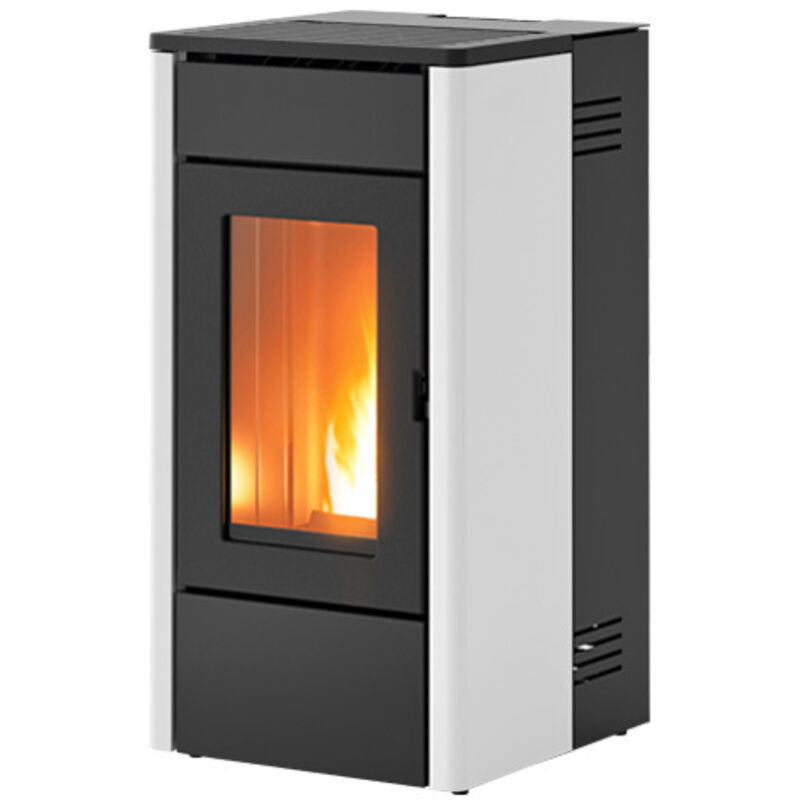 Pelletofen MCZ May 7 kW Stahl Gusseisen Kamin Pelletsofen Pelletkaminofen Holz Weiss