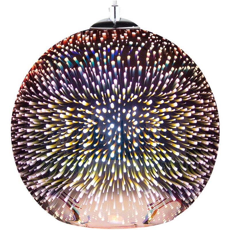Hängeleuchte Kupfer Glas mit Schirm in Kugelform 3D-Feuerwerk-Effekt Skandinavischer Stil für Wohnzimmer Esszimmer