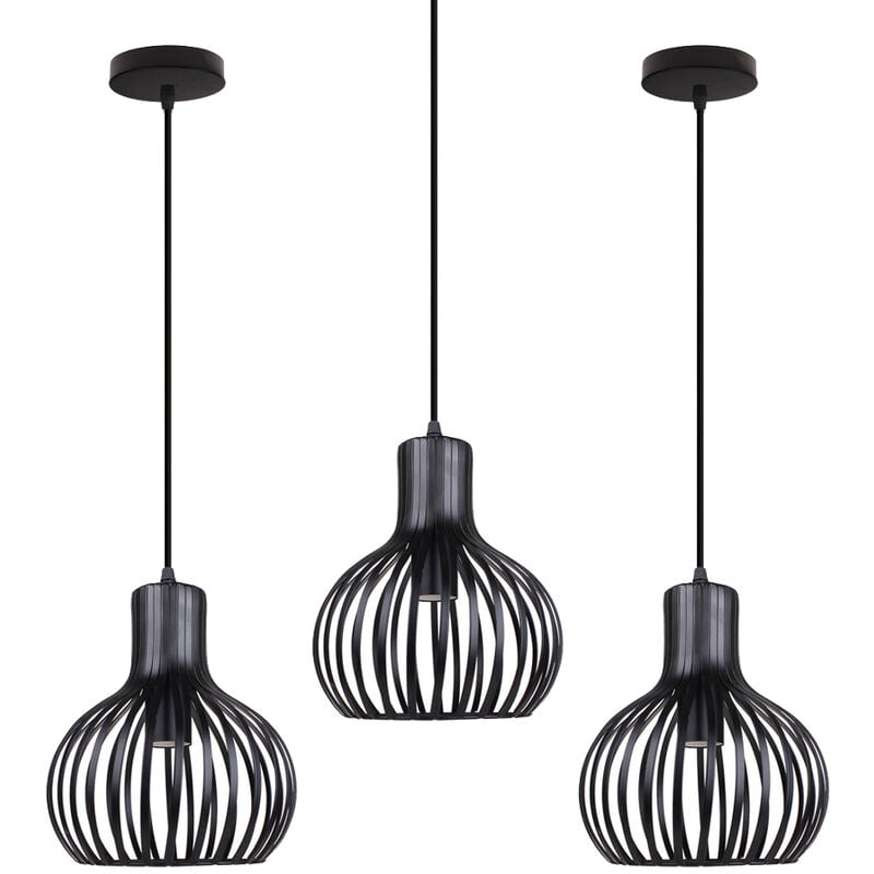 Pendelleuchte, Stil Industral Hängeleuchte, Kronleuchter mit Käfig E27 Beleuchtung für Wohnzimmer Esszimmer - Single 3PCS