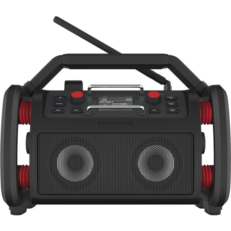 Perfectpro Akku Radio Rockpro - Radio mit Bluetooth 5.0 - Baustellenradio mit 2x15 Watt - dab+ & UKW-Empfang