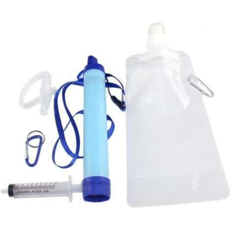 Persönlicher Wasserfilter, Mini-Wasserfiltersystem, Wasserfilter-Strohhalm zum Trinken, Wandern, Camping, Reisen, tragbare Notfallgeräte