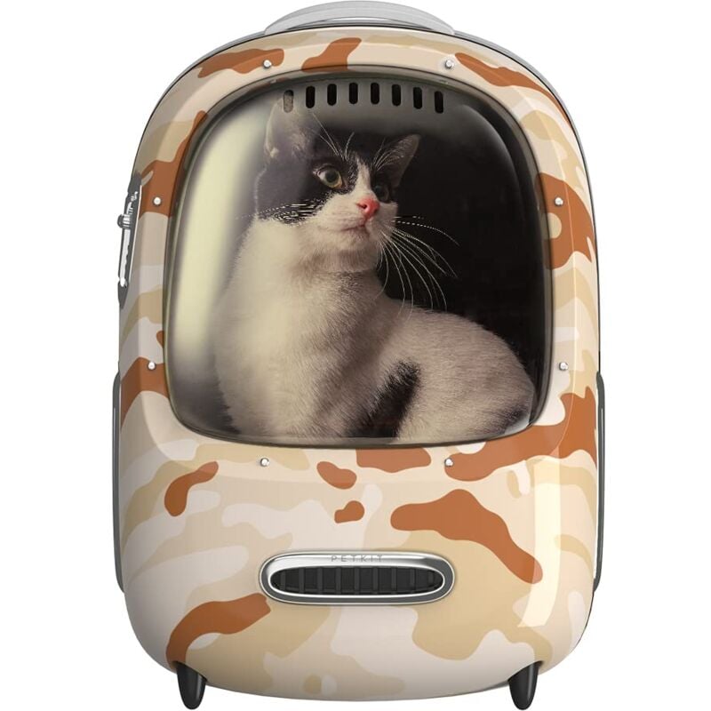 Rucksäcke für Hunde & Katzen-Rucksack, Eingebauter Lüfter und LED-Licht für geräumige Belüftung und geringes Gewicht. (Tarnung) - Camouflage - Petkit