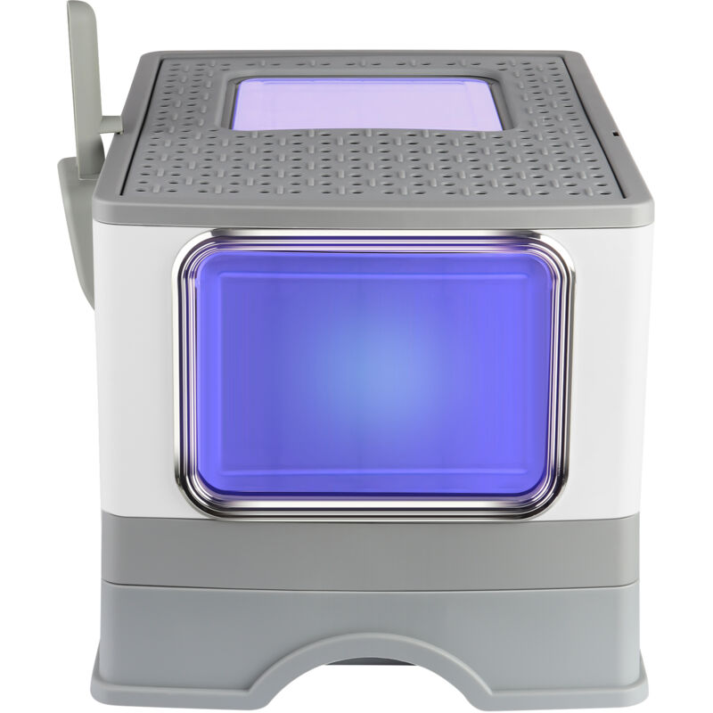 Pets, Katzentoilette mit Deckel, herausnehmbare Schublade, Katzenstreu mit Deckel, Schaufel und Filter inklusive – UV-Desinfektion – GRAU