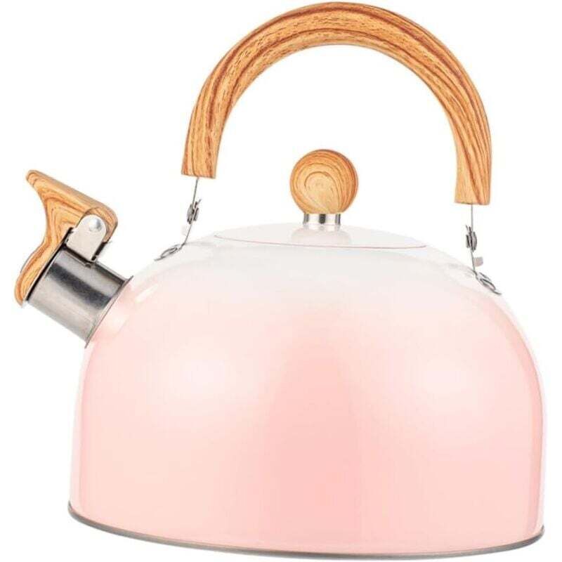 Pfeifender Wasserkocher, Herdkocher, Teekanne für den Herd, Edelstahl-Teekessel, Gaskocher, Pfeifende Teekanne, Wasserkessel, Rosa PVC-Wasserkanne