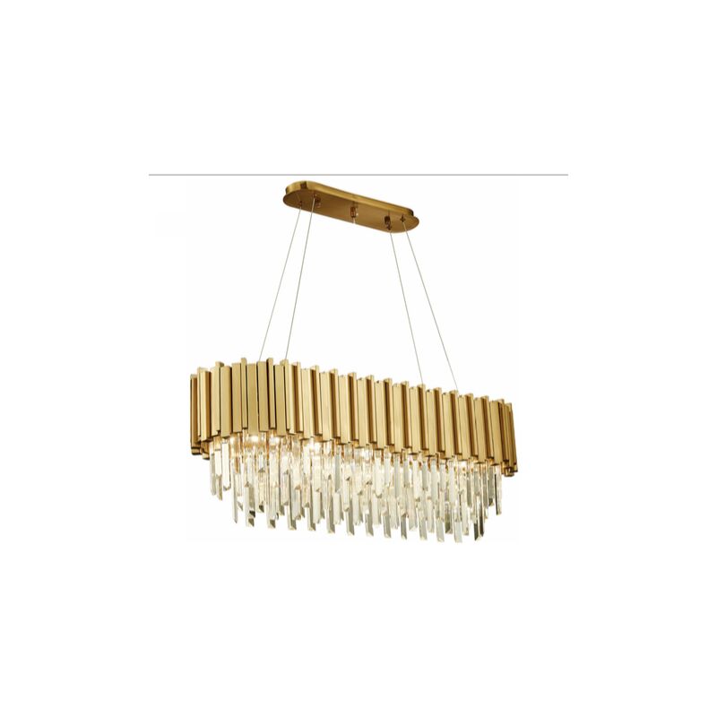 Pfeifenorgel-Messingvariante – Langer Kronleuchter – länglicher Kristall-Kronleuchter 80 cm