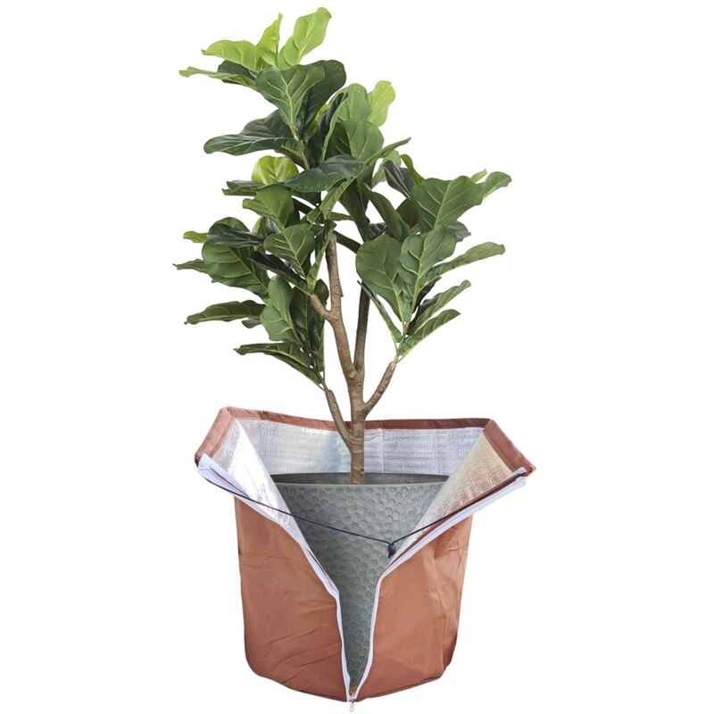 Pflanzen Winter 45 x 50 cm, Thermo Topfschutz für Pflanzen mit Reißverschluss und Kordelzug, Winterschutz für Kübelpflanzen, Pflanzen Wurzeln Halten