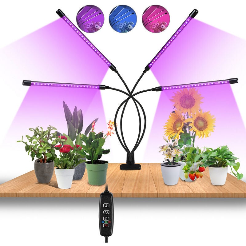 Swanew Pflanzenlampe led 40W Pflanzenlicht Pflanzenleuchte Wachstumslampe Wachsen licht Grow Lampe Vollspektrum für Zimmerpflanzen mit Zeitschaltuhr,