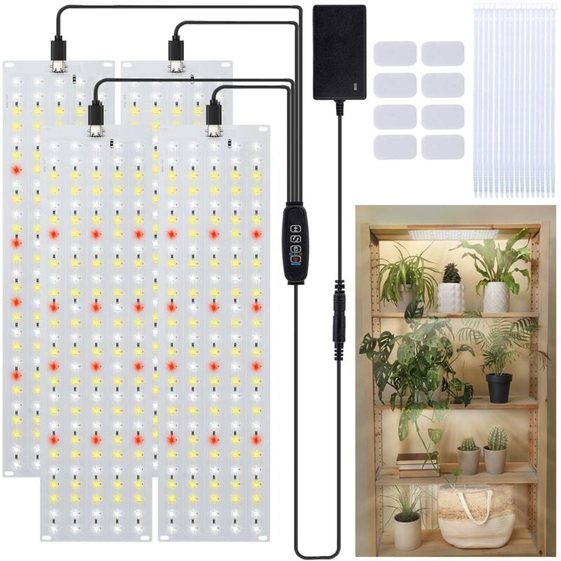 Pflanzenlampe led Vollspektrum 135 LEDs x 4 Stück Pflanzenlicht für Zimmerpflanzen Samen Wachstumslicht Wachstumslampe für Pflanzen mit Timer 10
