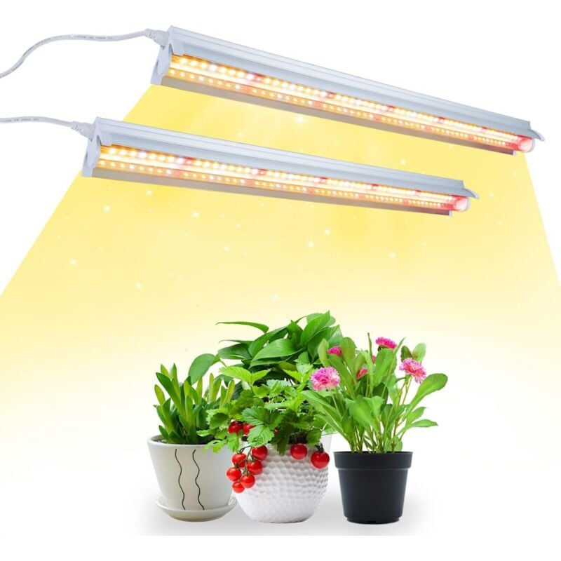 Pflanzenlampe T5 LED, 42cm Vollspektrum Pflanzenlicht mit Reflektor, Daisy Chain Funktion für Pflanzenanzucht, Keimung, Hydrokultur, 24W