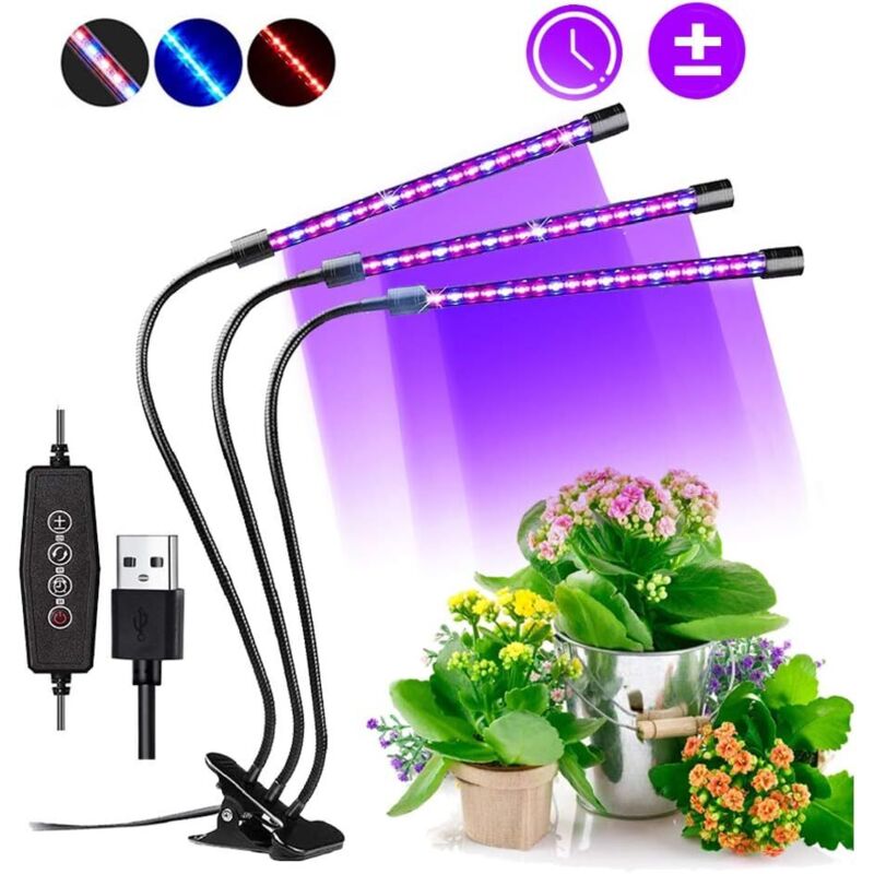 Pflanzenlichter, Pflanzenlicht, 60 LEDs, Vollspektrum, verstellbare Clip-on-Pflanzenlampe mit 3 Timern und automatischer An-/Aus-Funktion,