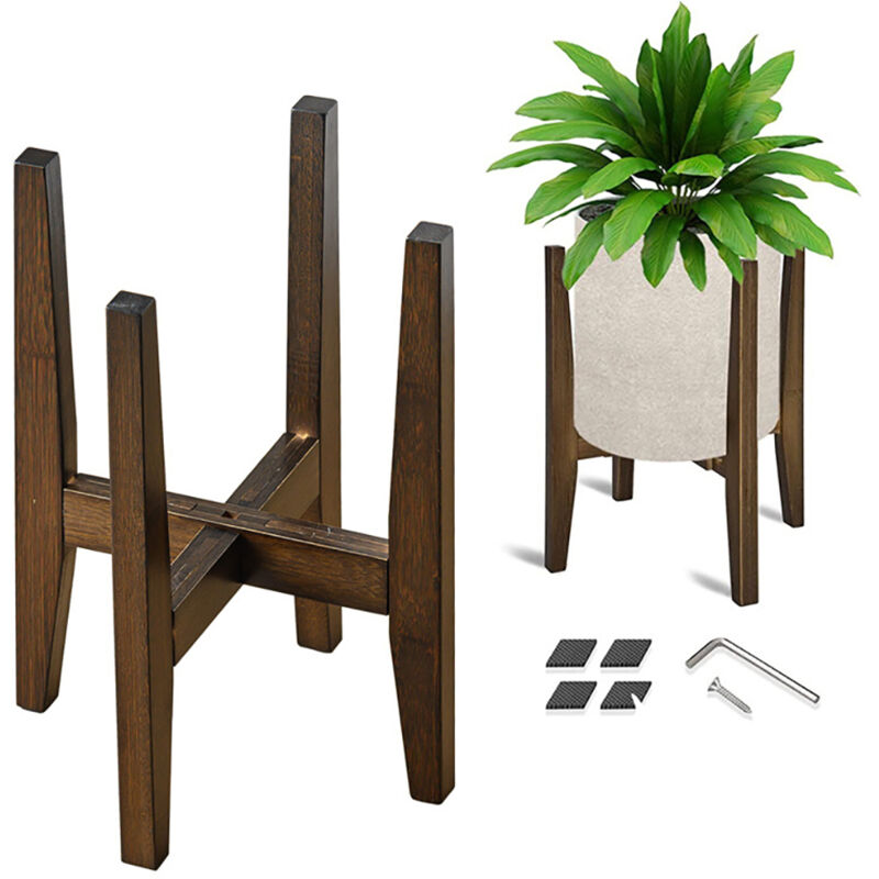 Pflanzenständer für den Innenbereich, Bambus-Pflanzenregal, verstellbarer Eckpflanzenständer, einstöckiger Pflanzenständer, passend für Töpfe von 23