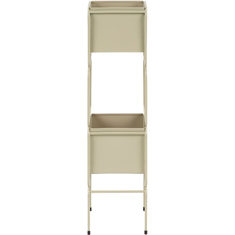 Blumentopfständer Beige Metall 75 cm Hoch Quadratisch 20x20 cm 2 Etagen Töpfe ohne Löcher Modern Blumenständer für Innen- und Außenbereich