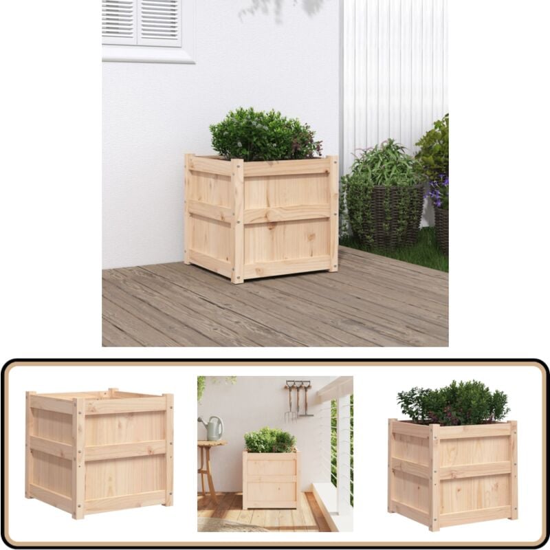 Pflanzkübel 50x50x50 cm Massivholz Kiefer - Holzpflanze - Kübeln Aus Holz - Blumenerde - Gartendeko - Balkonpflanzen