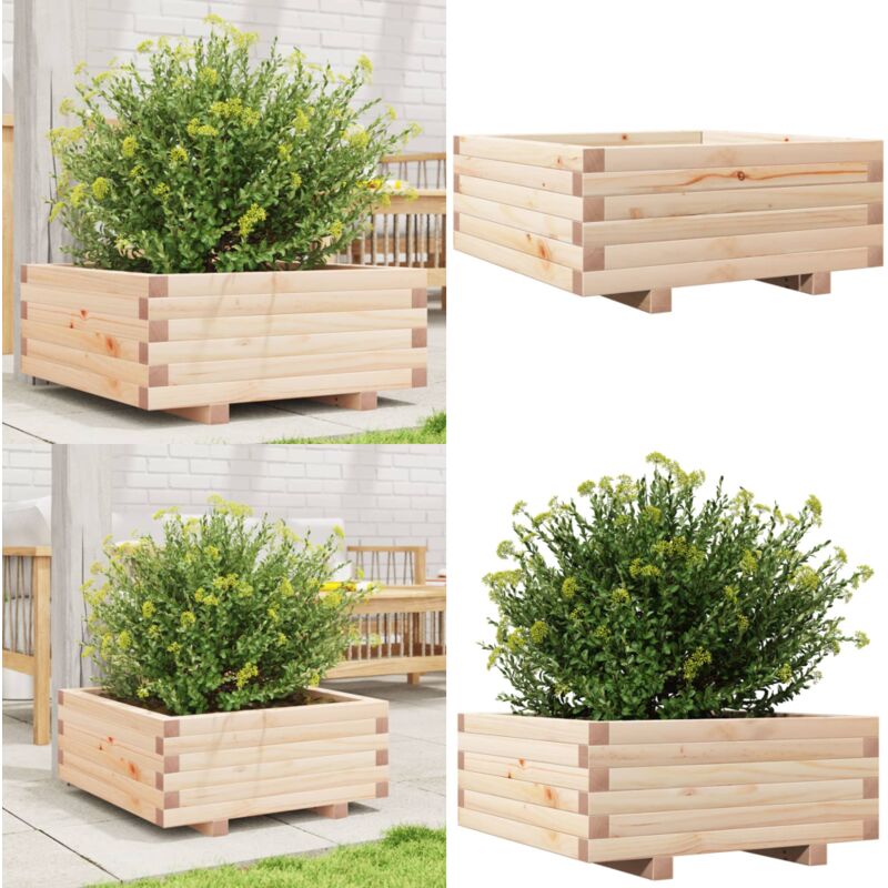 Vidaxl - Pflanzkübel 60x60x26,5 cm Massivholz Kiefer - Holzpflanze - Hochbeet - Blumenerde - Gartendeko - Kübeln - Home & Living
