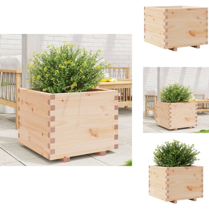 Pflanzkübel 60x60x49,5 cm Massivholz Kiefer - Holzpflanze - Hochbeet - Blumenerde - Gartendeko - Kübelpflanzen