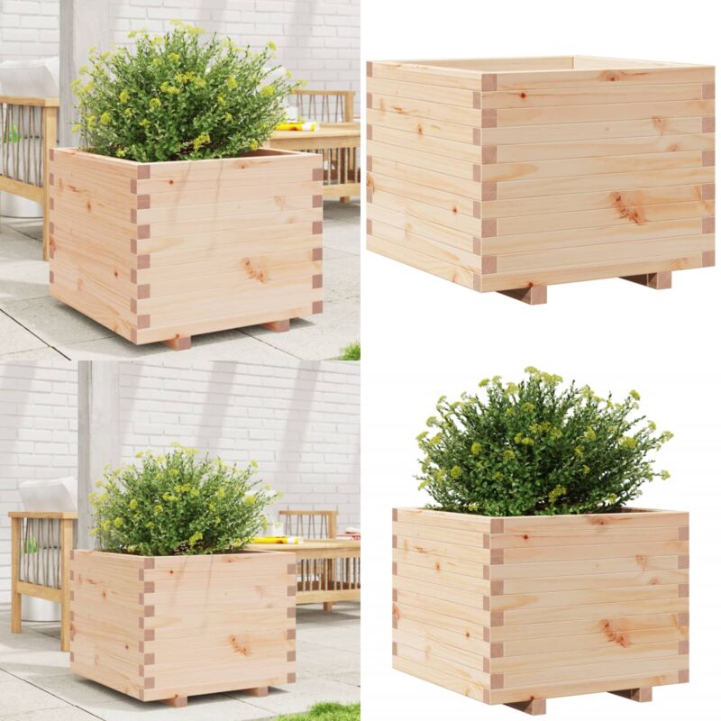 Pflanzkübel 60x60x49,5 cm Massivholz Kiefer - Holzpflanze - Hochbeet - Blumenerde - Gartendeko - Kübelpflanzen - Home & Living