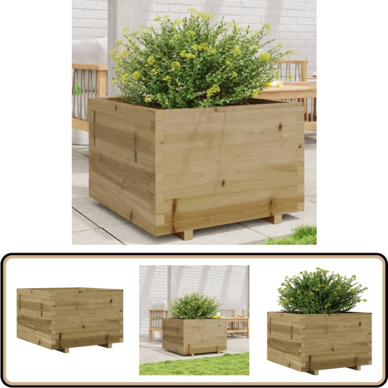 Pflanzkübel 70x70x49,5 cm Kiefernholz Imprägniert - Holzpflanze - Hochbeet - Blumenerde - Gartendekoration - Pflanztopf