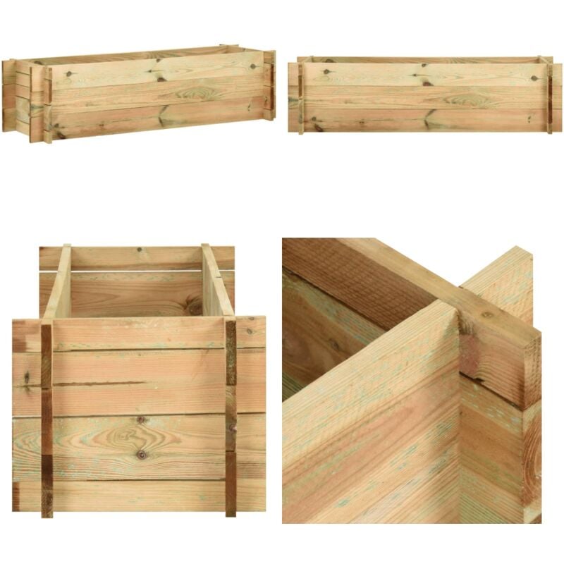 Pflanzkübel Hochbeet Kiefernholz Imprägniert 120 cm - Pflanzkübel - Hochbeet - Blumenerde - Gartenmöbel - Gartendekoration - Home & Living