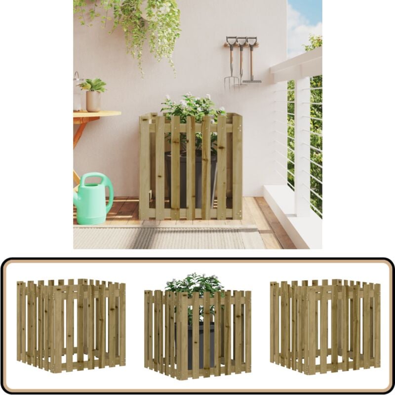 Pflanzkübel Latten-Design 70x70x70 cm Kiefernholz Imprägniert - Holzpflanze - Blumenerde - Gartendekoration - Kübeln - Pflanzgefäße