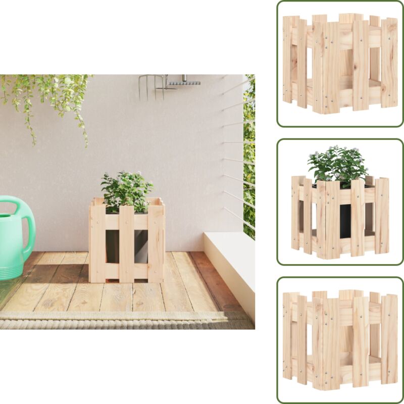 Pflanzkübel Lattenzaun-Design 30x30x30 cm Massivholz Kiefer - Holzpflanze - Kübeln - Blumenerde - Gartendekor - Balkonpflanzen
