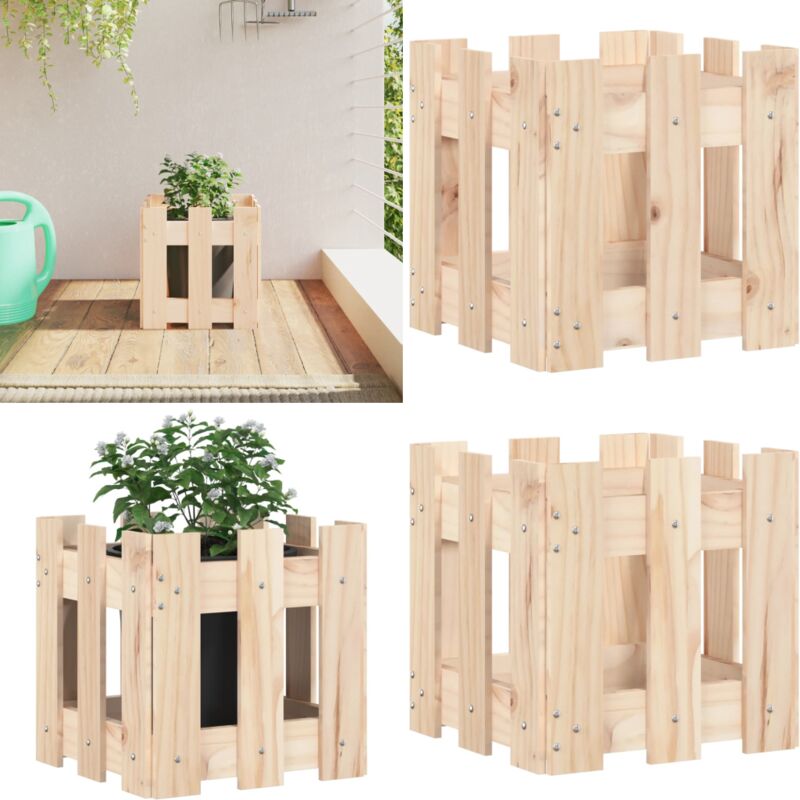 Pflanzkübel Lattenzaun-Design 30x30x30 cm Massivholz Kiefer - Holzpflanze - Kübeln - Blumenerde - Gartendekor - Balkonpflanzen - Home & Living